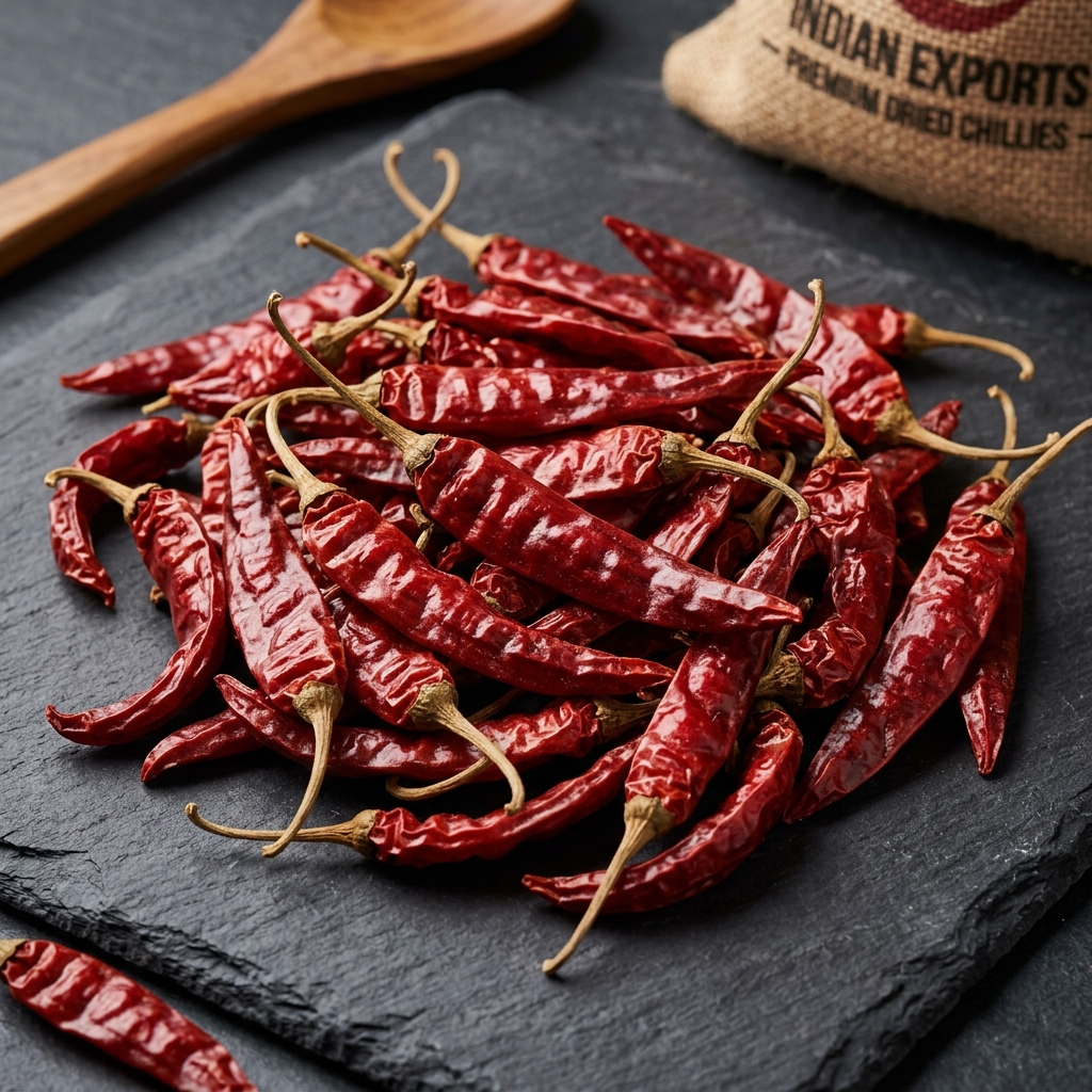 Whole dried Indian red chillies, Ramanathapuram Mundu and Guntur Sannam S4