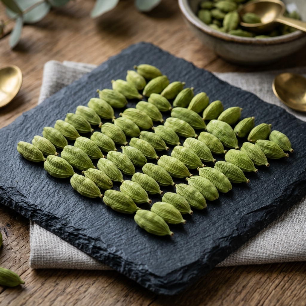 Bold green cardamom pods