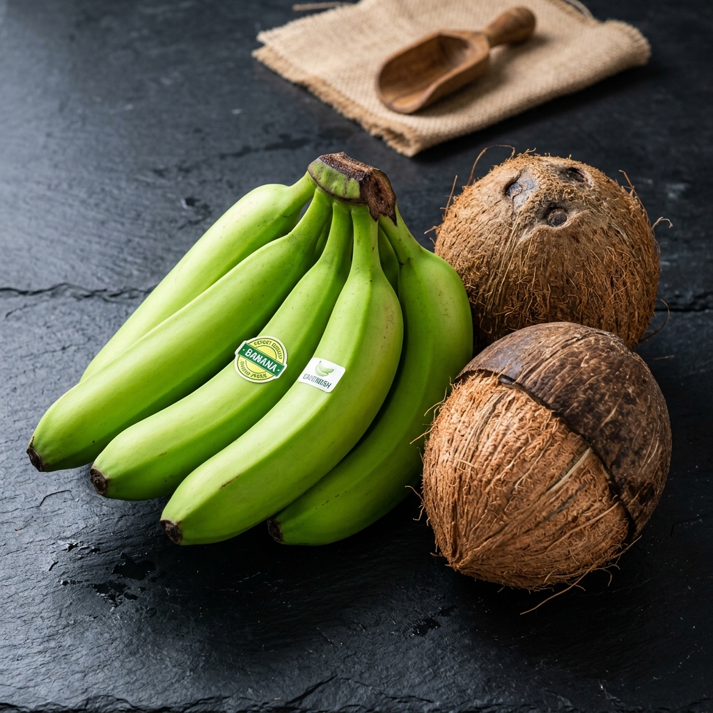 Fresh Indian export agricultural produce, Cavendish bananas and coconuts
